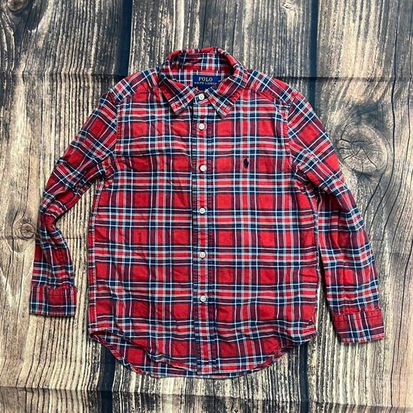 Polo Ralph Lauren Other - Polo Ralph Lauren Kids Plaid Red Long‎ Sleeve Button-Up Shirt Size 6